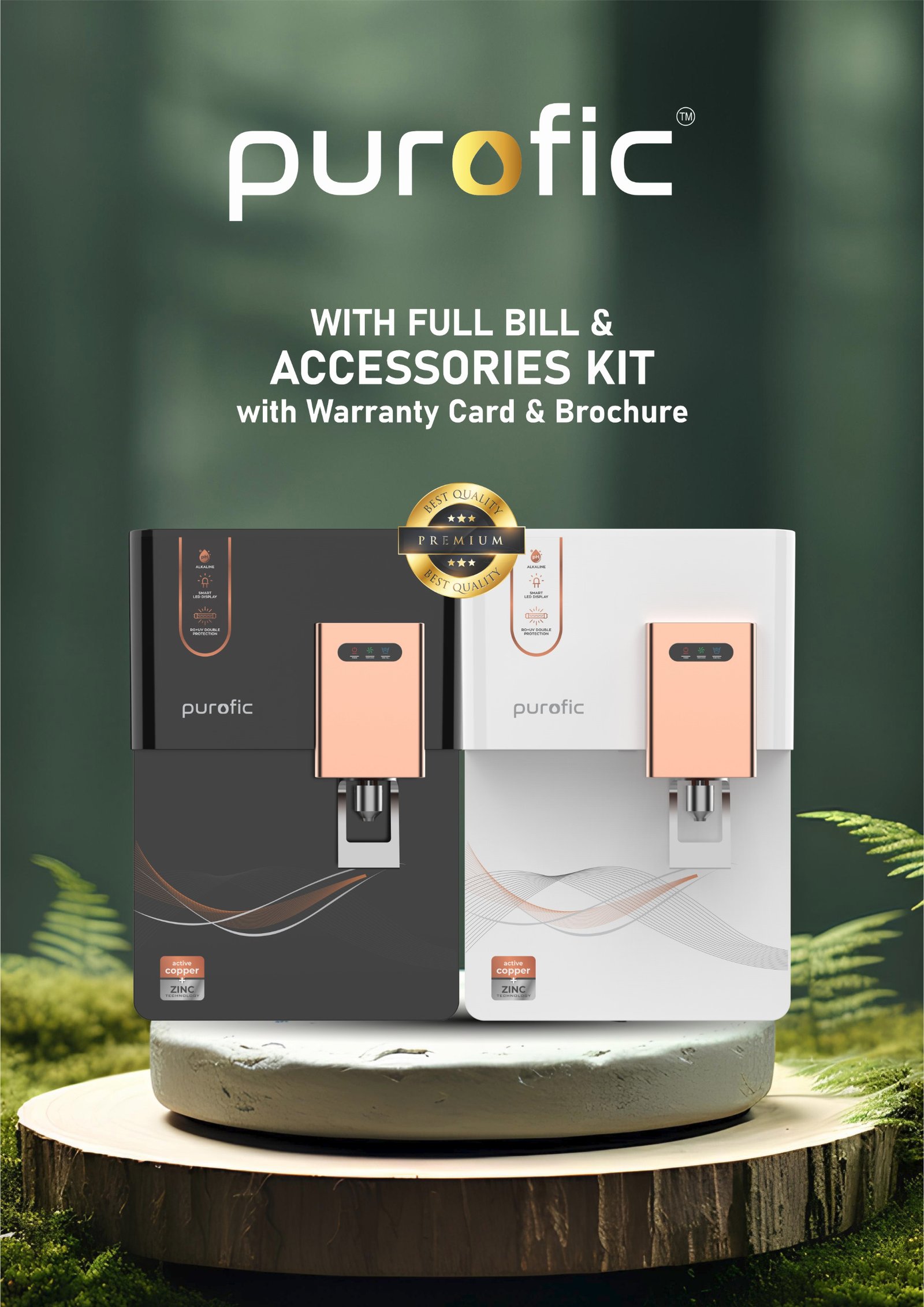 PUROFIC WHITE RO + UV + UF + TDS Control Water Purifier