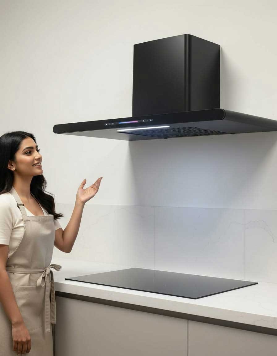 Modern kitchen chimney installation
